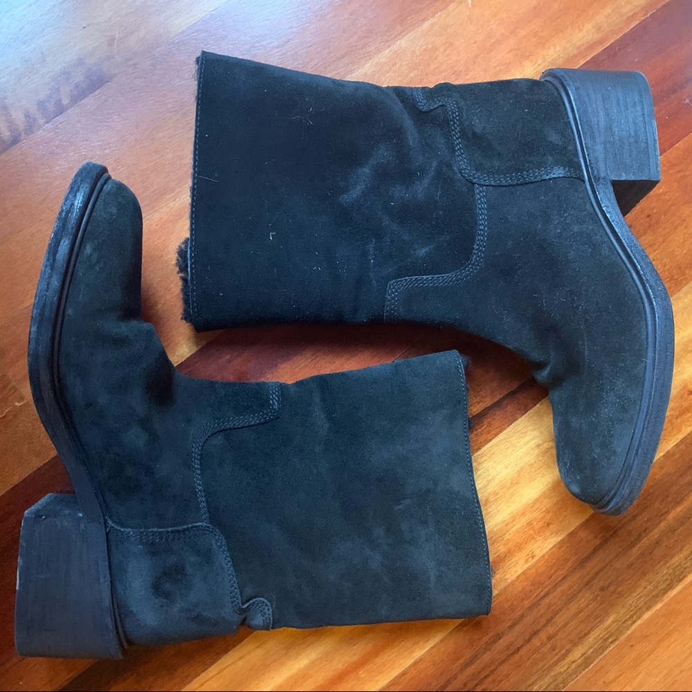 Elyse Walker Black Leather Suede Boots